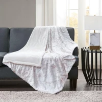 Luxuriously Soft Oversized Faux Fur Throw Blanket with Marble Print, Faux Mink Reverse, Machine Washable, 70" L x 60" W x 0.25" H, Blush(m-1)