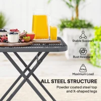 Outsunny 27.5" Square Outdoor Patio Table, Outdoor Folding Table with Grid Rattan-Like Top for Camping, Picnic, Light Grey(m-6)