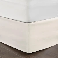 26" Drop Wrap-Around Adjustable Bed Skirt with Non-Skid Backing, Hidden Fabric Band, One Size Fits All, 236" L x 6" W x 0.13" H, Ivory(m-7)