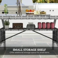 Outsunny 75" Outdoor Dining Table for 6-8, Wicker Patio Table with Storage Shelf and WPC Slatted Top for Balcony, Grey(m-6)