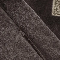 Geometric Velvet European Pillow Sham with Metallic Embroidery, Hidden Zipper, Machine Washable, 26" L x 26" W x 0.13" H, Brown(m-6)