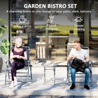 Outsunny 3 Pieces Outdoor Bistro Set, Folding Patio Table and Chairs with Tempered Glass Tabletop for Garden, Deck & Backyard(m-4)