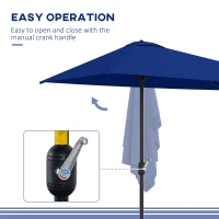 Outsunny 8ft Half Round Umbrella Outdoor Balcony Parasol Patio Garden Outdoor Window Sun Shade w/ 5 Ribs(m-5)