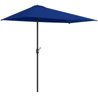 Outsunny 8ft Half Round Umbrella Outdoor Balcony Parasol Patio Garden Outdoor Window Sun Shade w/ 5 Ribs(m-11)