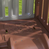 Qaba 4-in-1 Kids Swing Set for Playground with Slide, Covered Fort, Climbing Ladder, Ground Stakes, for Kids Ages 3-8, Brown(m-9)