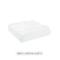 King Size Lightweight Down Alternative Blanket with Satin Trim, Hypoallergenic Polyester, Moisture-Wicking, 108" L x 90" W x 0.25" H, White(m-3)