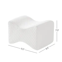 Memory Foam Contour Knee Pillow with Gel Infusion, Machine Washable Cover, Perfect for Side Sleepers, 11" L x 8.5" W x 7" H, White(m-3)