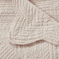 Oversized Quilted Throw with Scalloped Edges, Microfiber Face, Cotton Filled Blanket for Living Room, Bedroom, 72" L x 60" W x 0.25" H, Blush(m-6)