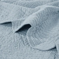 Antimicrobial Oversized Quilted Throw with Scalloped Edges, Microfiber and Cotton Blend, Machine Washable, 72" L x 60" W x 0.25" H, Blue(m-6)