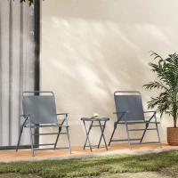 Outsunny 3 Pieces Outdoor Bistro Set, Folding Patio Table and Chairs with Tempered Glass Tabletop for Garden, Deck & Backyard(m-9)
