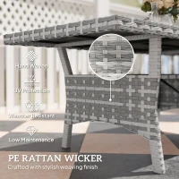 Outsunny 75" Outdoor Dining Table for 6-8, Wicker Patio Table with Storage Shelf and WPC Slatted Top for Balcony, Grey(m-5)