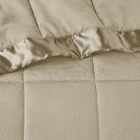 Oversized Hypoallergenic Down Alternative Blanket with Satin Trim, Moisture-Wicking, Machine Washable, 96" L x 90" W x 0.25" H, Taupe(m-6)