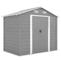 Outsunny 7.7' x 6.5' Outdoor Metal Garden Shed House Hut Gardening Tool Storage with Ventilation, Light Grey(m-11)