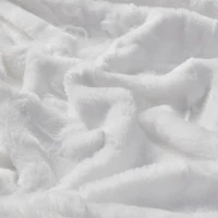 Luxurious Oversized Faux Fur Throw with Solid Mink Reverse, Machine Washable Blanket with Easy Maintenance, 70" L x 60" W x 0.25" H, White(m-7)