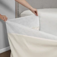 26" Drop Wrap-Around Adjustable Bed Skirt with Non-Skid Backing, Hidden Fabric Band, One Size Fits All, 236" L x 6" W x 0.13" H, Ivory(m-8)