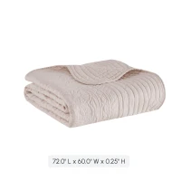 Oversized Quilted Throw with Scalloped Edges, Microfiber Face, Cotton Filled Blanket for Living Room, Bedroom, 72" L x 60" W x 0.25" H, Blush(m-3)