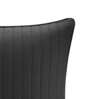 100% Cotton Quilted Euro Sham with Embroidery, Hidden Zipper, Farmhouse Machine Washable Pillowcase, 26" L x 26" W x 0.25" H, Black(m-5)