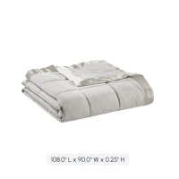 King Size Lightweight Down Alternative Blanket with Satin Trim, Hypoallergenic Polyester, Machine Washable, 108" L x 90" W x 0.25" H, Gray(m-3)