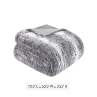 Luxurious Oversized Faux Fur Throw Blanket with Faux Mink Reverse, Machine Washable, OEKO-TEX Certified, 70" L x 60" W x 0.25" H, Gray(m-3)