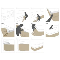 26" Drop Wrap-Around Adjustable Bed Skirt with Non-Skid Backing, Hidden Fabric Band, One Size Fits All, 236" L x 6" W x 0.13" H, Khaki(m-4)