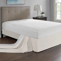 26" Drop Wrap-Around Adjustable Bed Skirt with Non-Skid Backing, Hidden Fabric Band, One Size Fits All, 236" L x 6" W x 0.13" H, Ivory(m-5)