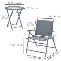 Outsunny 3 Pieces Outdoor Bistro Set, Folding Patio Table and Chairs with Tempered Glass Tabletop for Garden, Deck & Backyard(m-3)