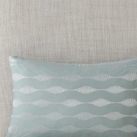 100% Cotton Oblong Decorative Pillow with Wavy Embroidery, Hypoallergenic Polyester Fill, Perfect for Bedroom Decor, 20" L x 12" W x 5" H, Blue(m-7)