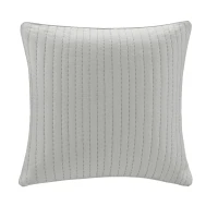 100% Cotton Cover with All-Over Embroidery, Hidden Zipper Closure, Cotton Quilted Euro Sham for Home Decor, 26" L x 26" W x 0.25" H, Gray(m-2)