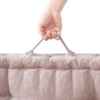 Textured Poly Chenille Square Floor Pillow Cushion with Hypoallergenic Polyester, Tufted Detailing, Scalloped Edge, 24" L x 24" W x 5" H, Blush(m-10)