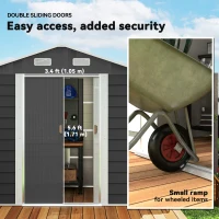 Outsunny 7.7' x 6.5' Outdoor Metal Garden Shed House Hut Gardening Tool Storage with Ventilation, Dark Grey(m-6)