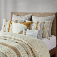 100% Cotton Cover with All-Over Embroidery, Hidden Zipper Closure, Cotton Quilted Euro Sham for Home Decor, 26" L x 26" W x 0.25" H, Gray(m-7)
