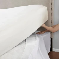 26" Drop Wrap-Around Adjustable Bed Skirt with Non-Skid Backing, Wrinkle-Resistant Design, One Size Fits All, 236" L x 6" W x 0.13" H, White(m-12)