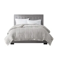 Machine Washable Down Alternative Blanket with Satin Trim, Hypoallergenic Polyester, Perfect for Summer, Spring, 90" L x 90" W x 0.25" H, Gray(m-8)