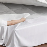 26" Drop Wrap-Around Adjustable Bed Skirt with Non-Skid Backing, Wrinkle-Resistant Design, One Size Fits All, 236" L x 6" W x 0.13" H, White(m-11)