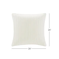 100% Cotton Cover with Embroidery, Hidden Zipper, Cotton Quilted Euro Sham for Living Room, Bedroom, 26" L x 26" W x 0.25" H, White(m-3)
