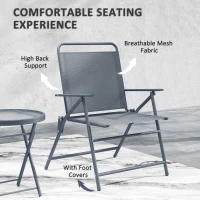 Outsunny 3 Pieces Outdoor Bistro Set, Folding Patio Table and Chairs with Tempered Glass Tabletop for Garden, Deck & Backyard(m-7)