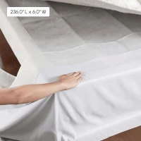 26" Drop Wrap-Around Adjustable Bed Skirt with Non-Skid Backing, Wrinkle-Resistant Design, One Size Fits All, 236" L x 6" W x 0.13" H, White(m-3)