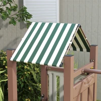 Qaba 4-in-1 Kids Swing Set for Playground with Slide, Covered Fort, Climbing Ladder, Ground Stakes, for Kids Ages 3-8, Brown(m-10)