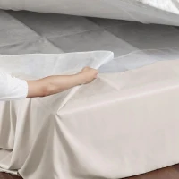 26" Drop Wrap-Around Adjustable Bed Skirt with Non-Skid Backing, Hidden Fabric Band, One Size Fits All, 236" L x 6" W x 0.13" H, Ivory(m-11)