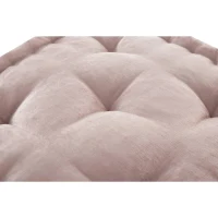 Textured Poly Chenille Square Floor Pillow Cushion with Hypoallergenic Polyester, Tufted Detailing, Scalloped Edge, 24" L x 24" W x 5" H, Blush(m-11)