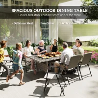 Outsunny 75" Outdoor Dining Table for 6-8, Wicker Patio Table with Storage Shelf and WPC Slatted Top for Balcony, Grey(m-4)