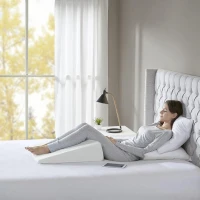 Antimicrobial Memory Foam Wedge Pillow with Washable Cover, OEKO-TEX Certified, Ideal for Neck Support, Circulation, 24" L x 22" W x 7" H, White(m-7)