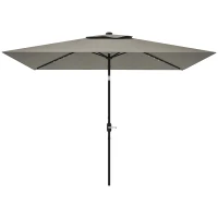 Outsunny Patio Umbrella with 22 LED Solar Lights and Tilt, Light Grey(m-2)