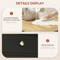 HOMCOM Kitchen Island on Wheels, Rolling Kitchen Cart with Wood Top, Towel Rack, Drawer and Shelf for Dining Area, Black(m-6)