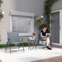 Outsunny 3 Pieces Outdoor Bistro Set, Folding Patio Table and Chairs with Tempered Glass Tabletop for Garden, Deck & Backyard(m-1)