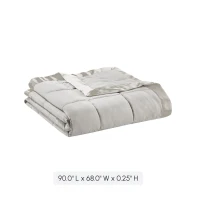 Twin Size Hypoallergenic Lightweight Down Alternative Blanket with Satin Trim, Machine Washable, 90" L x 68" W x 0.25" H, Gray(m-3)