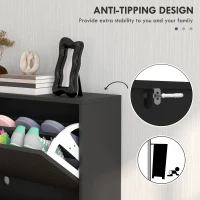 HOMCOM Modern Shoe Storage Cabinet with 3 Flip Drawers for 18 Pairs, Narrow Shoe Organizer for Entryway, Hallway, Black(m-9)