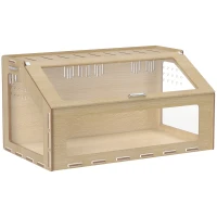 PawHut 39 inch Hamster Cage Habitat with Acrylic Window & Openable Top for Dwarf Hamster, Gerbil, Guinea Pig, Rat, Oak(m-12)