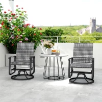 Outsunny Wicker Rattan Swivel Patio Glider Chair Set of 2, Outdoor Glider Chair with Steel Frame, High Back, Gray(m-8)
