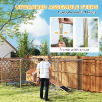 PawHut Outdoor Dog Run with Adjustable & Rotatable Bowls, Waterproof UV-Resistant Cover, Escape-Proof Lock, 13.1' x 7.5' x 7.5'(m-6)